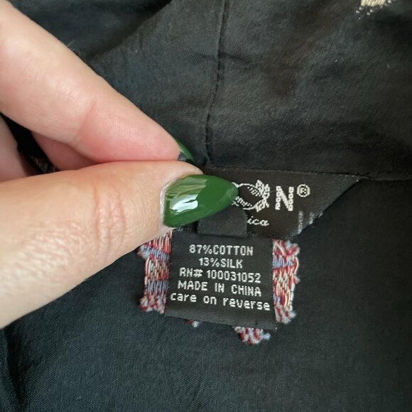 Citron Santa Monica Women XL Black Cream Pink Embroidered Floral Silk Jacket - Picture 9 of 9